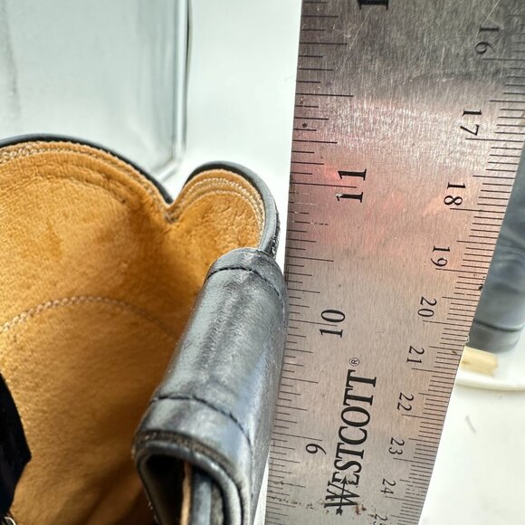 Justin Women Size 7B Black Leather Mid Calf Pull On Western Cowboy Boot - Picture 11 of 13